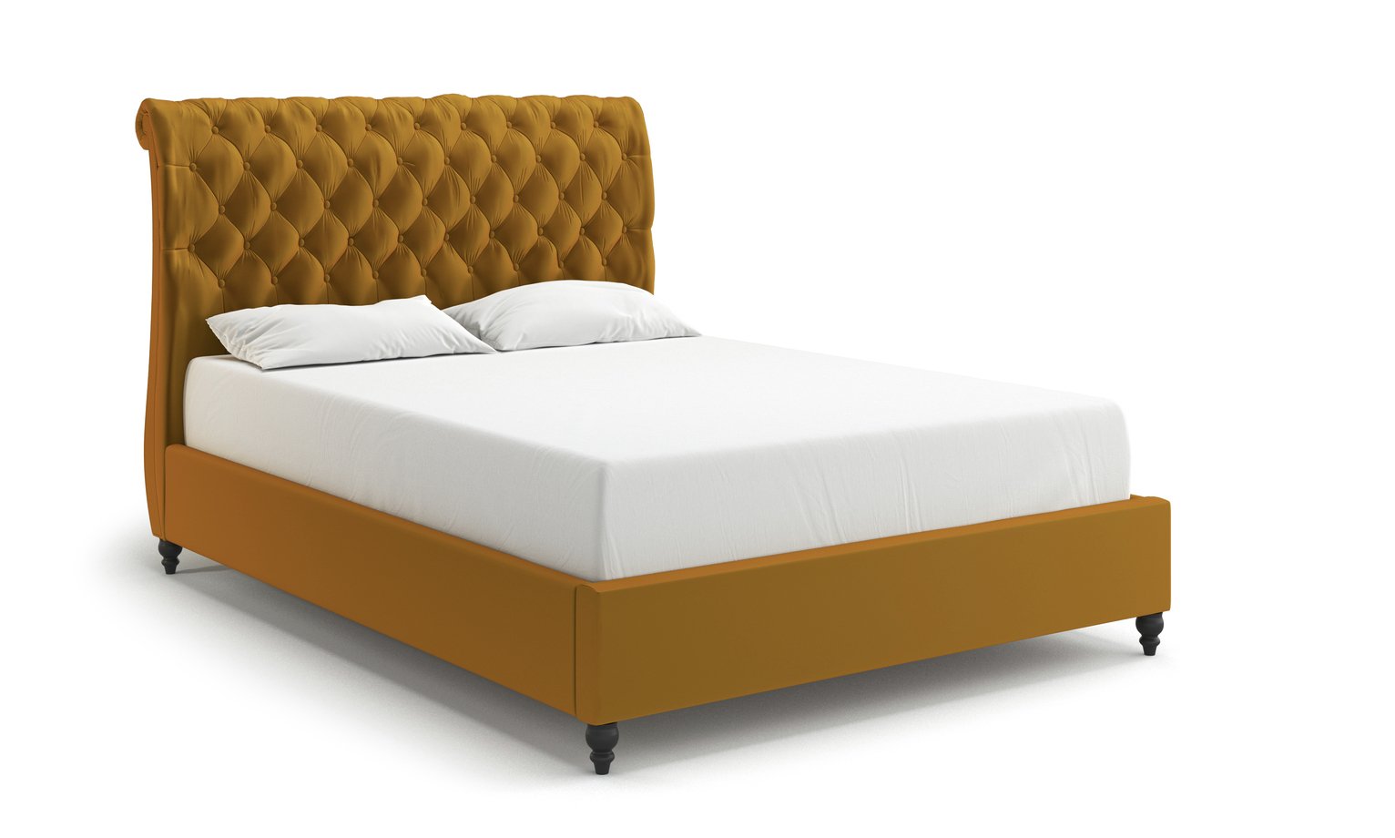 MiBed Cheshire Velvet Superking Bed Frame - Mustard