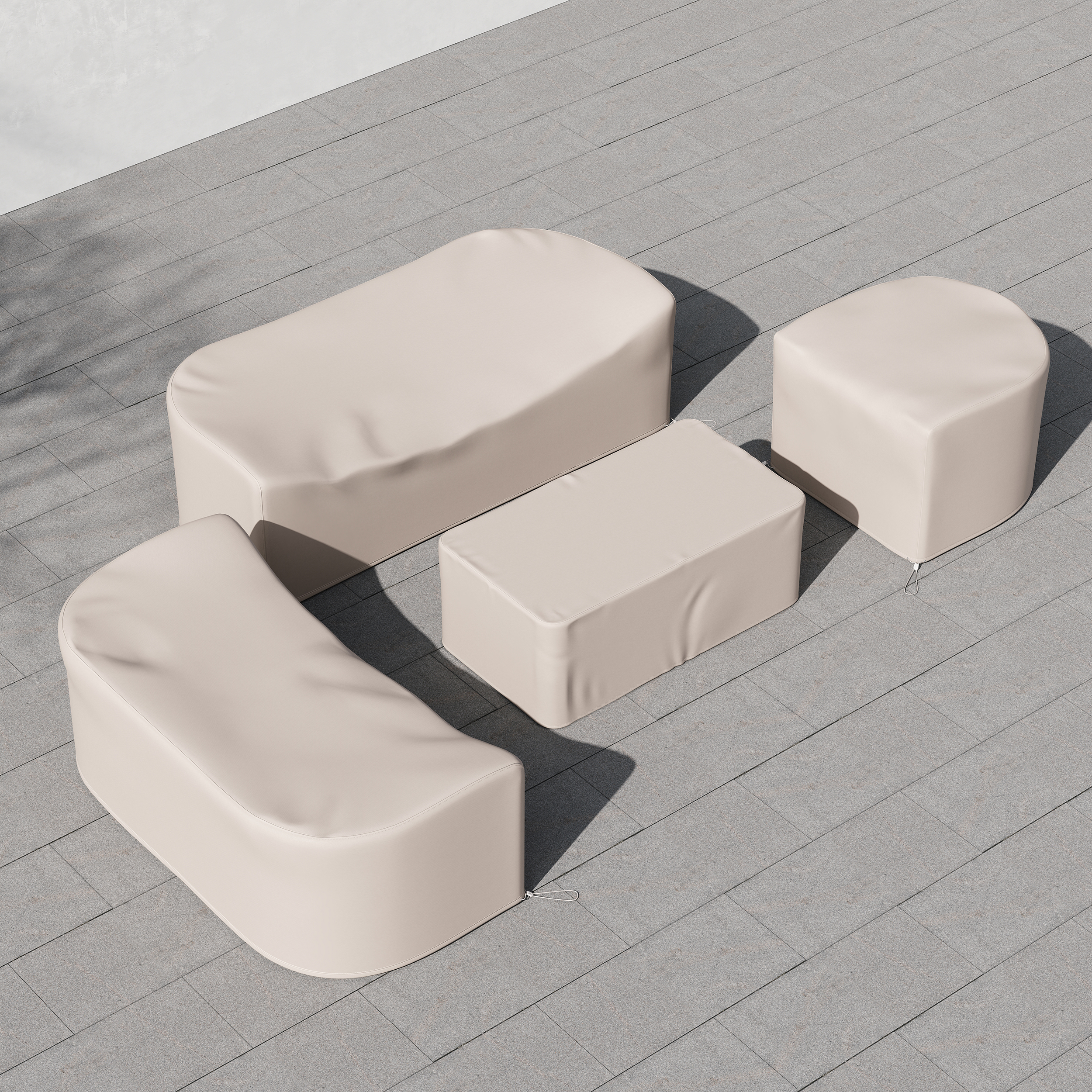 Costra Outdoor 600D Tough Canvas Waterproof Patio Furniture Set Covers in Ivory