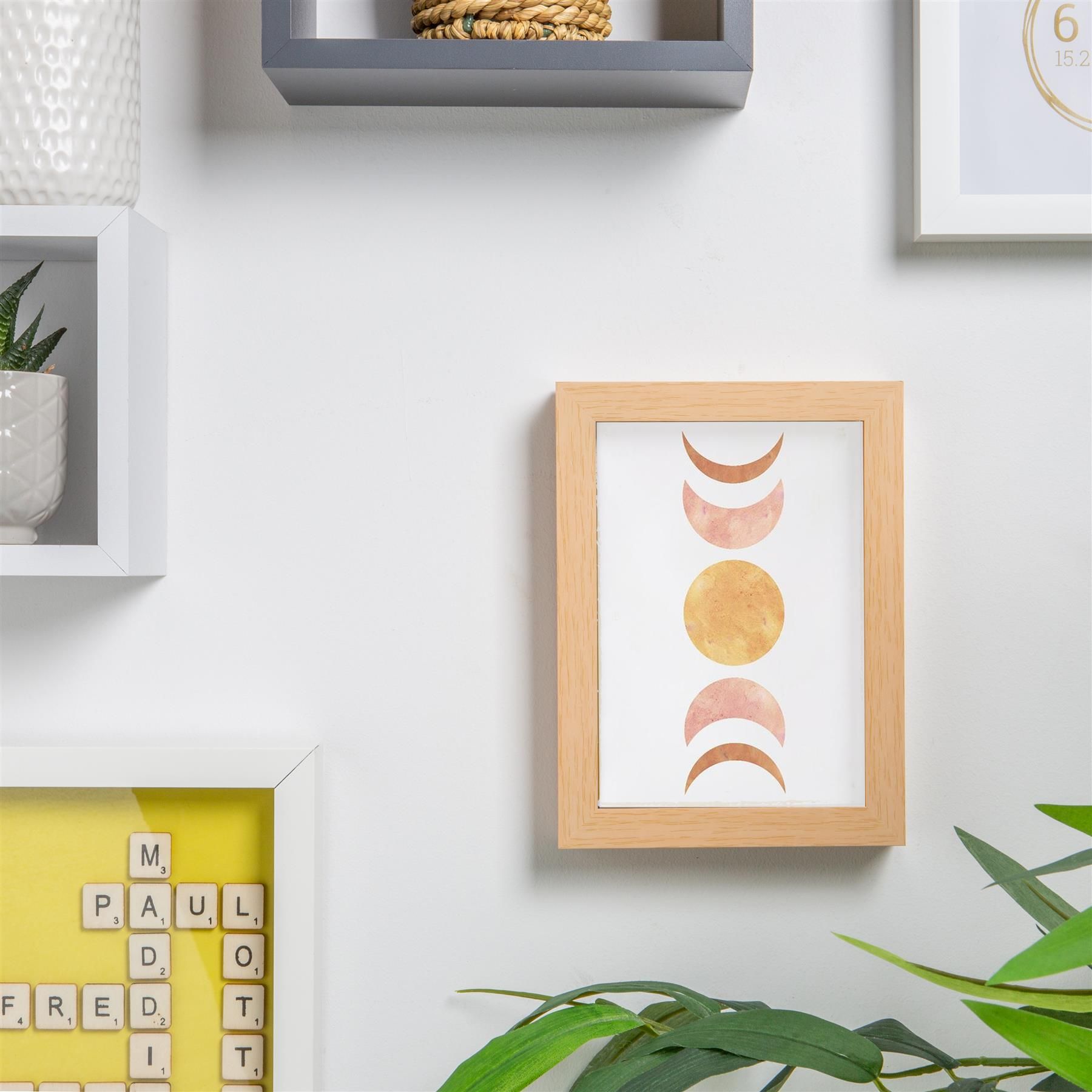 Nicola Spring 3D Box Photo Frames - 5 x 7" - Pack of 2 in Light Brown 5