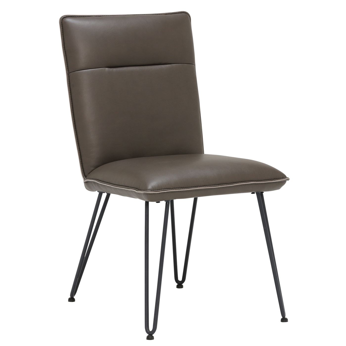 Faux Leather Leather Dining Chair - Anthracite/Grey - W49 x D62.5 x H91 cm - Barker & Stonehouse