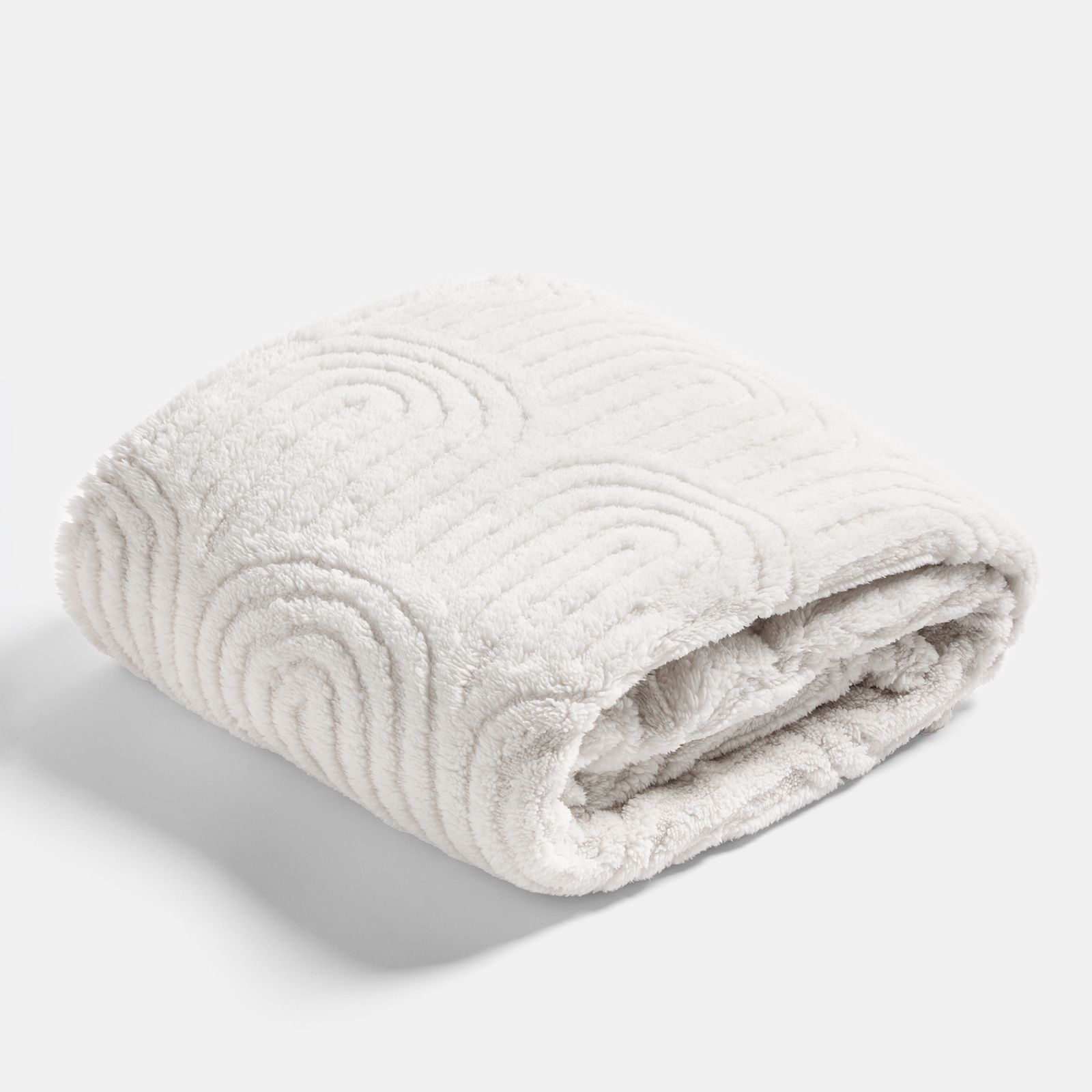 OHS Tufted Arches Throw Teddy Fleece Blanket Winter Soft Warm Bedspread in Stone