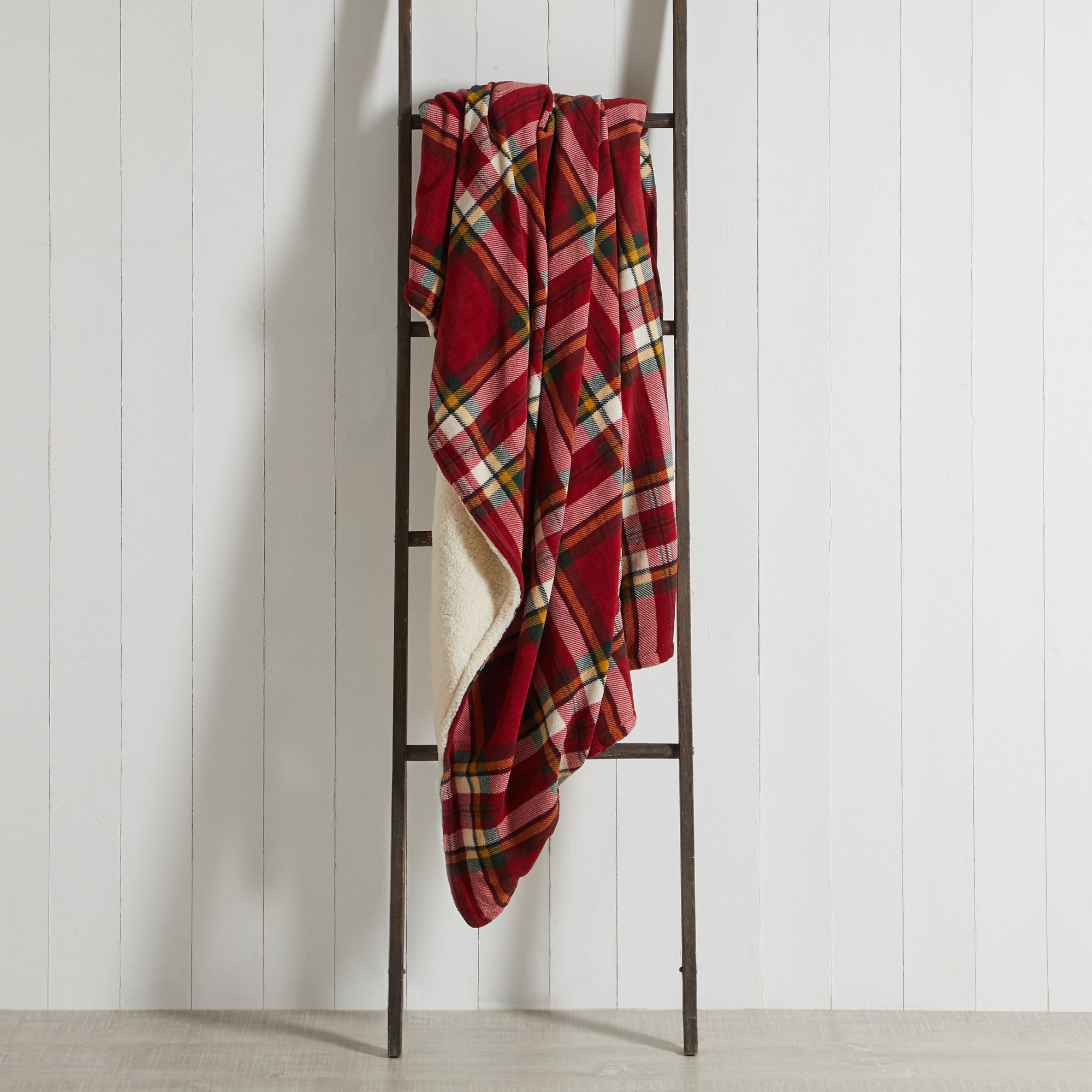 Albany Check Sherpa 130cm x 180cm Throw Red, Green and Yellow