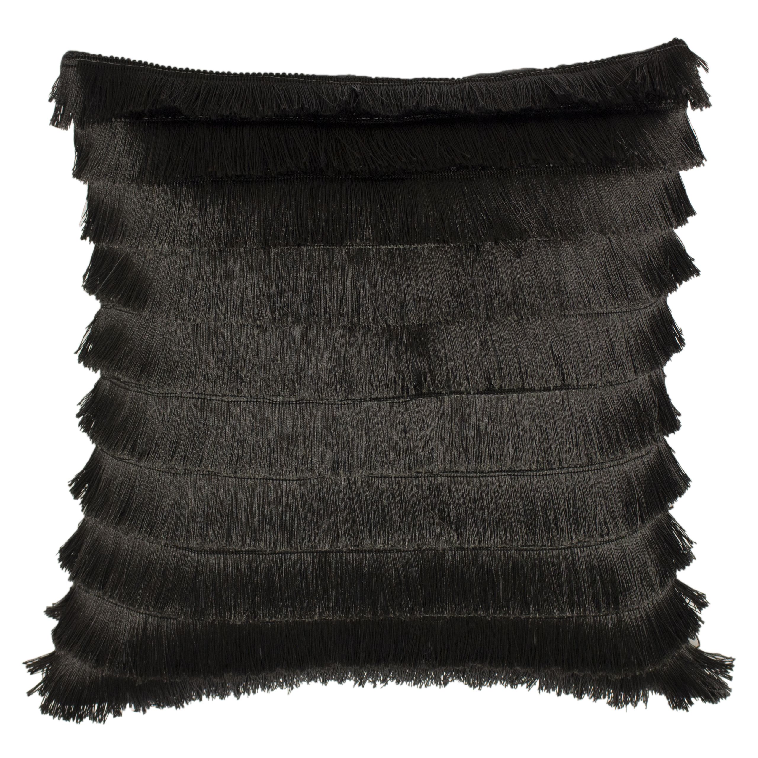 Furn Flicker Fringed Cushion in Dark Grey