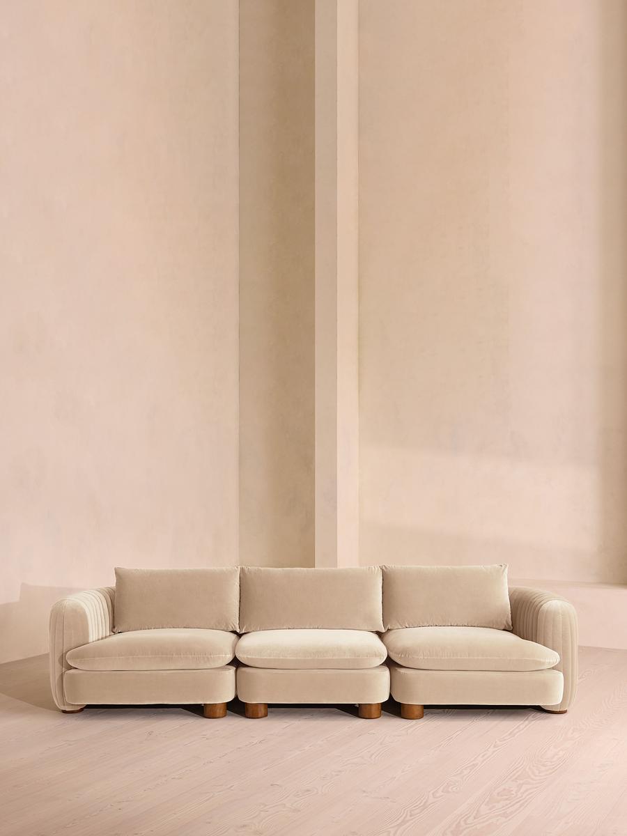 Vivienne Modular Sofa, Four Seater, Velvet Porcelain