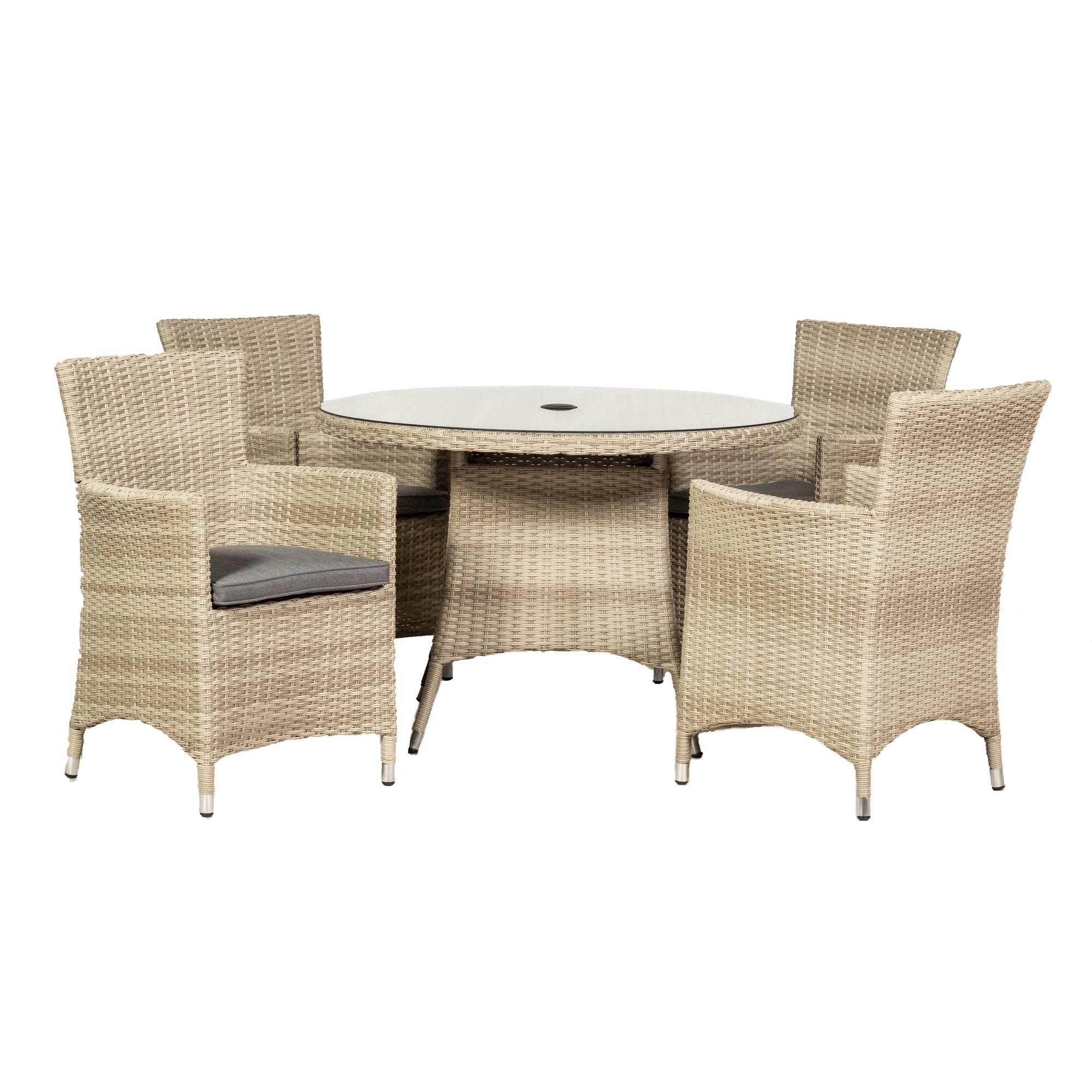 Lisbon 4 Seat Round Dining Set Cream