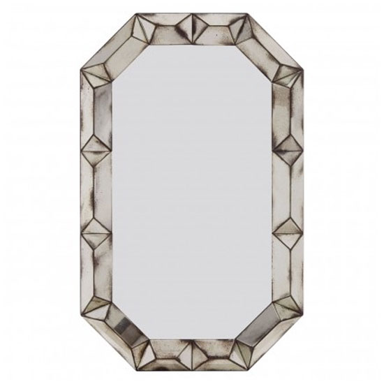 Raze Rectangular 3D Wall Mirror In Antique Silver Frame