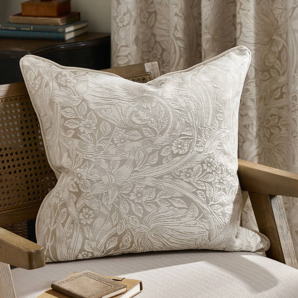 Morris & Co Pimpernel Jacquard Cushion in Cream