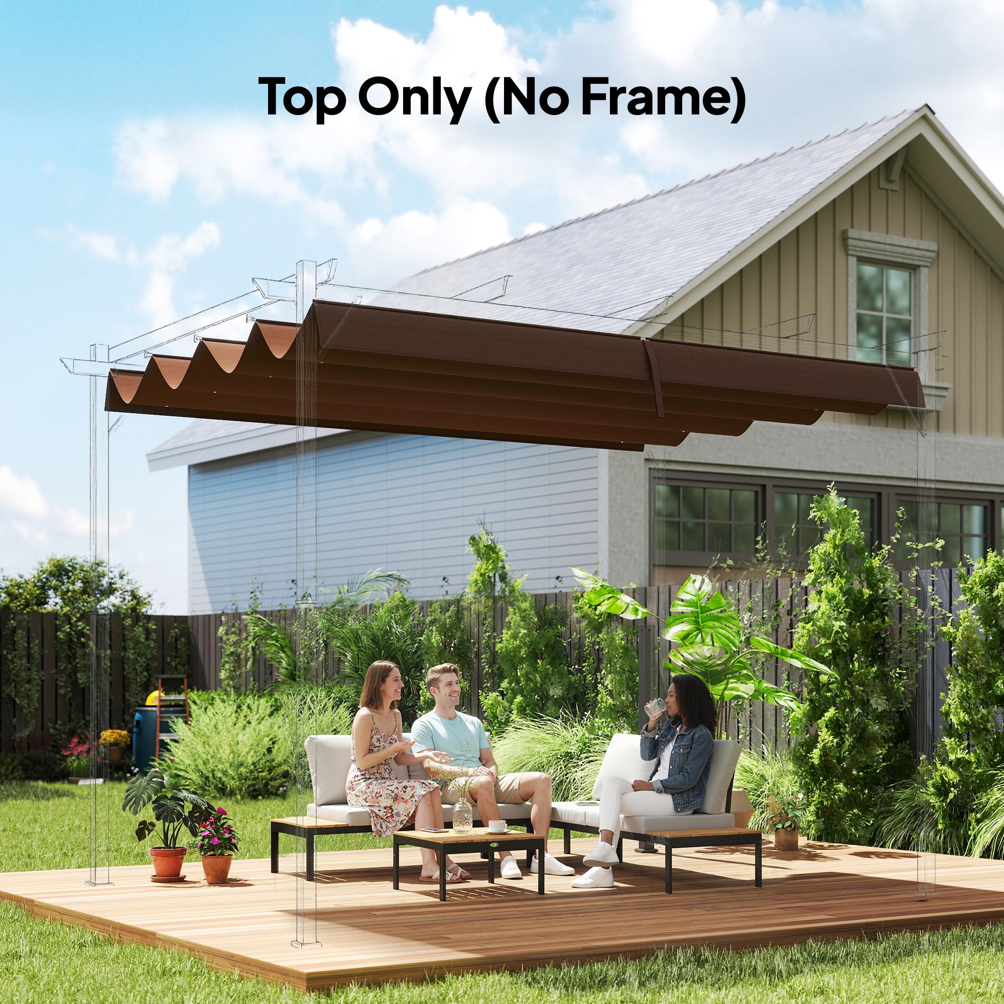 OUTSUNNY 2.86 x 2.45 m Pergola Cover Replacement for 3x2 m Frame in Brown