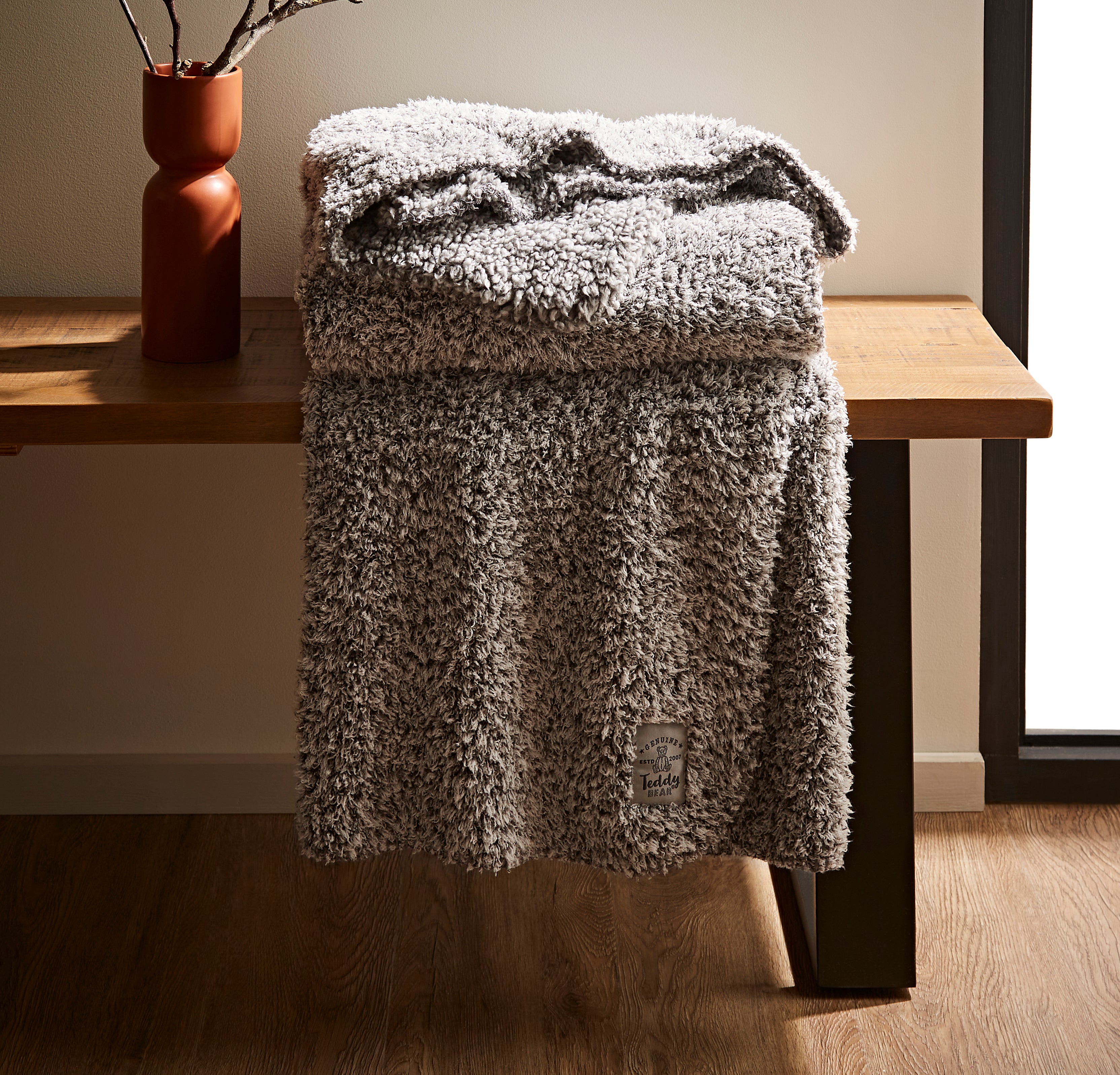 Teddy Bear Soft Marl Throw Grey