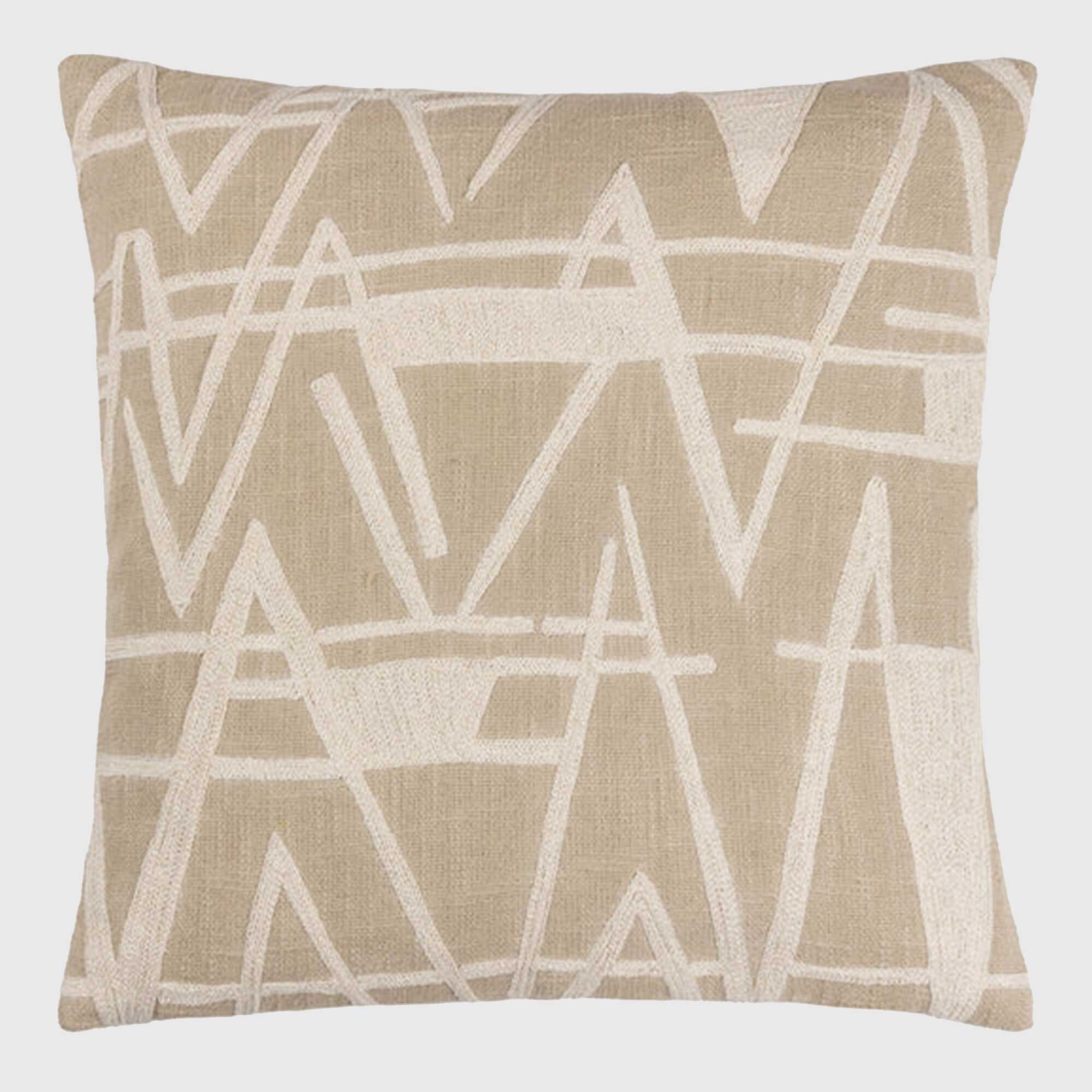 BRITTANY GEOMETRIC CUSHION, Square, Neutral Cotton | Barker & Stonehouse