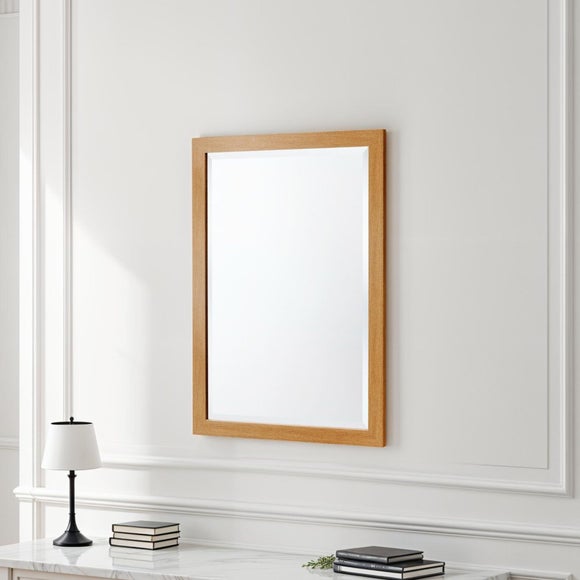 Yearn Simple Oak Effect Bevelled Wall Mirror