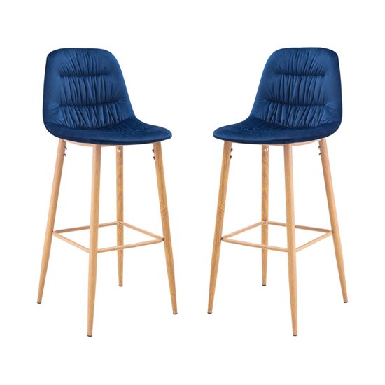 Harper Blue Finish Bar Stool In Pair
