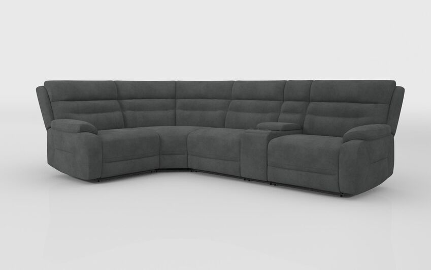 Grey Fabric Fenton 1 Corner 3 Sofa with Media Console