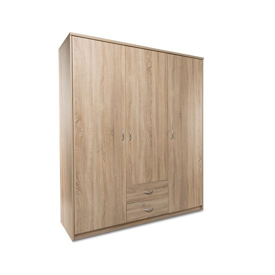 Meissen Wooden Wardrobe Wide In Sonoma Oak With 3 Doors