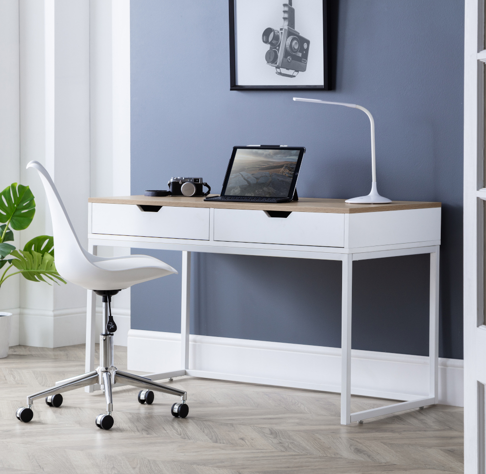 California Oak and White Desk