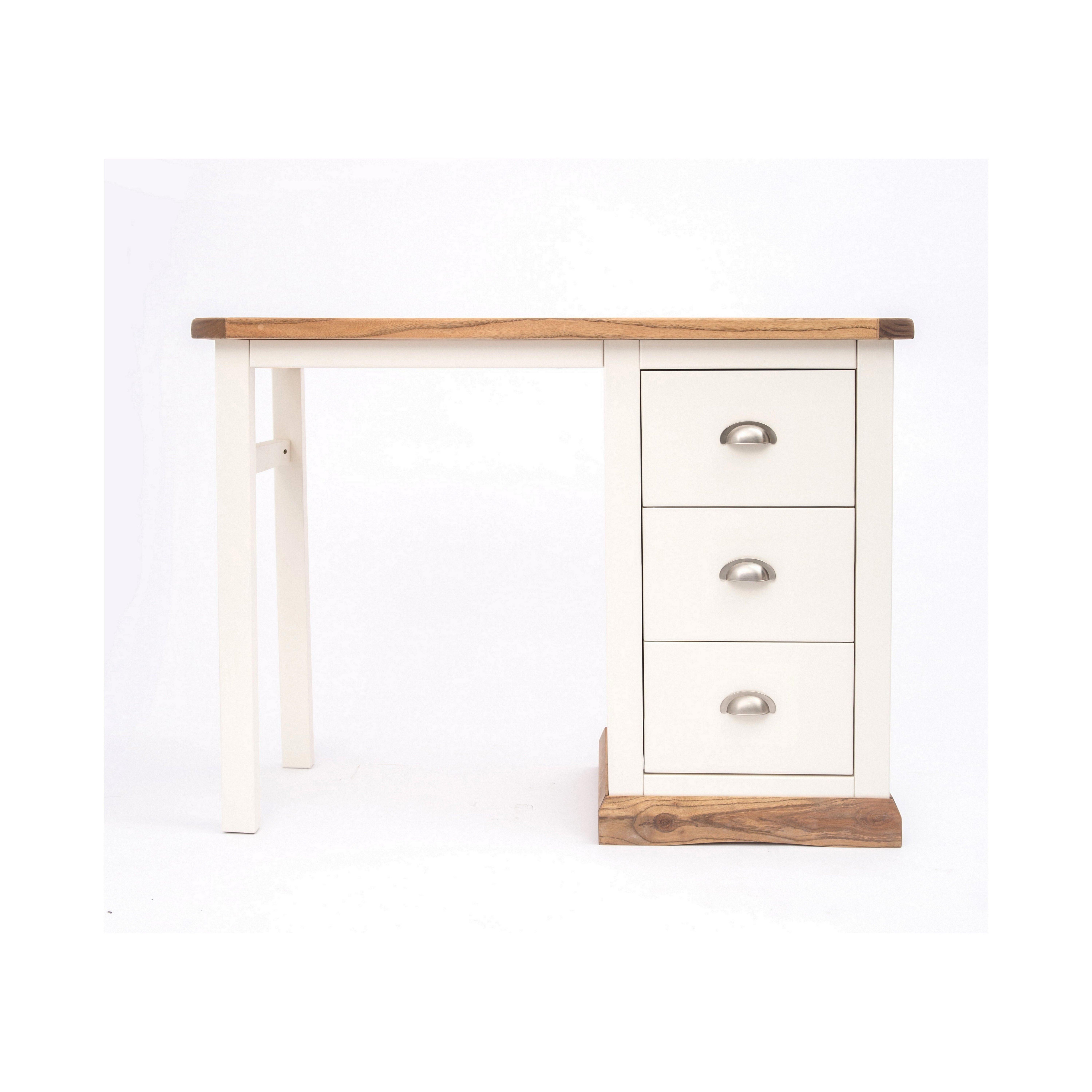Cabinet Bits Tropea 3 Drawer Desk - Dressing Table Chrome Cup Handle in Off-White