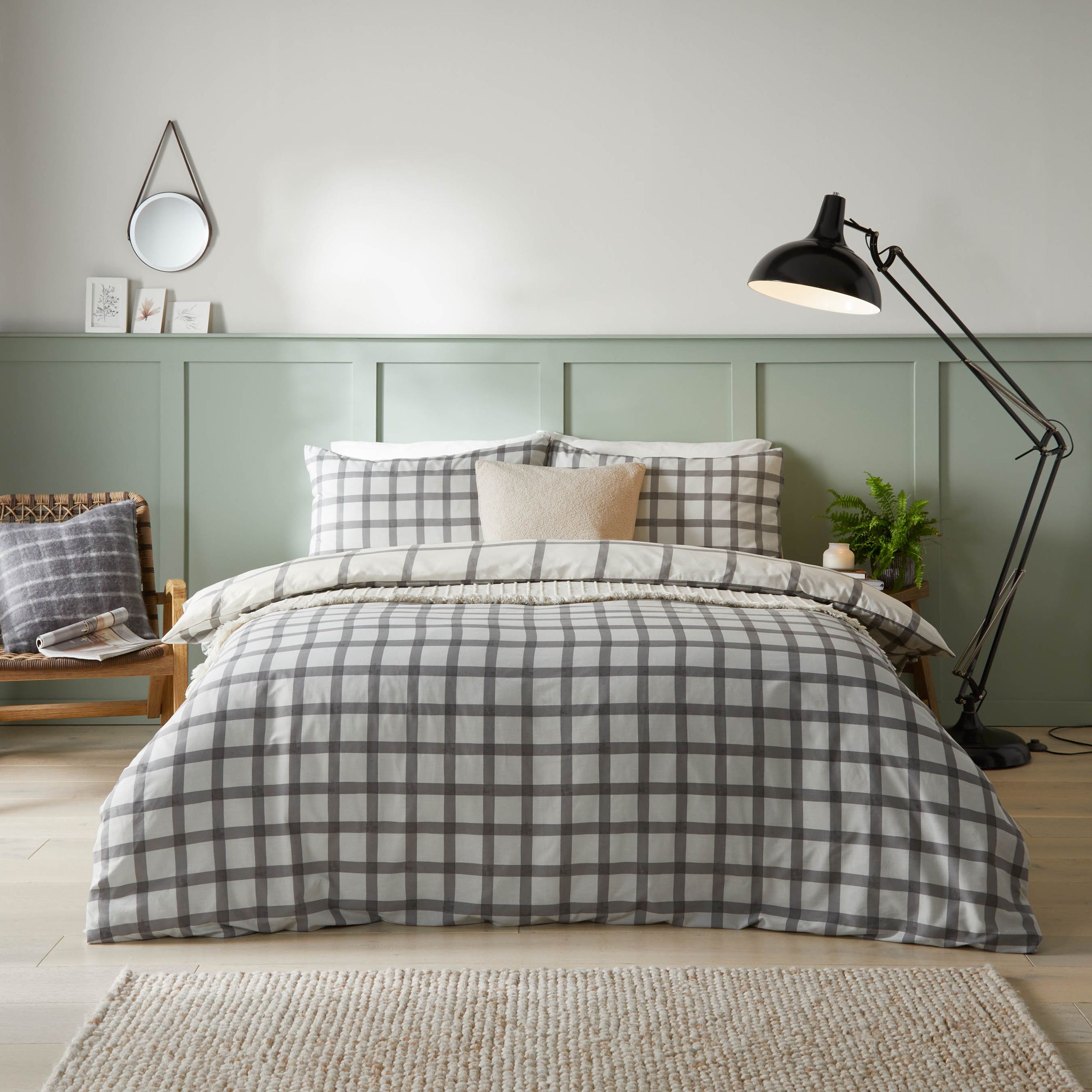Furn Canberra Check Printed Duvet Cover Set in Grey