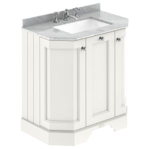 Bayswater Victrion Pointing White Angled Traditional Freestanding Vanity Unit & Grey Marble Top Basin - 750mm