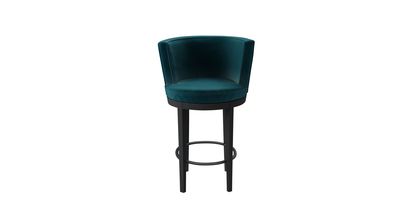 Margaux Bar Stool in Deep Turquoise Cotton Matt Velvet - sofa.com