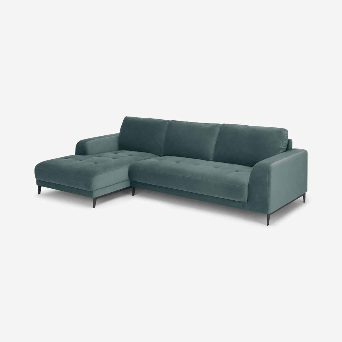 Luciano Left Hand Facing Chaise End Corner Sofa, Marine Green Velvet