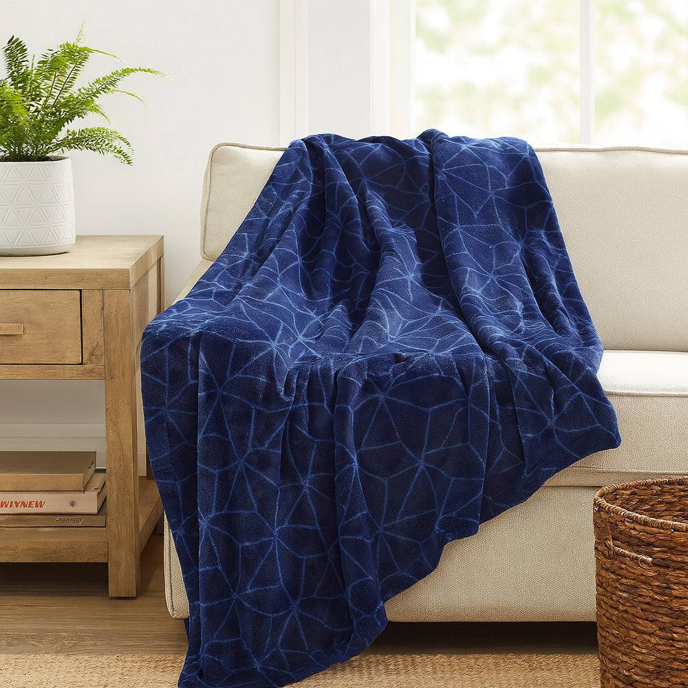Voltico 2 Pack Fleece Throws - navy & Grey / navy & Red, 100 × 150 cm