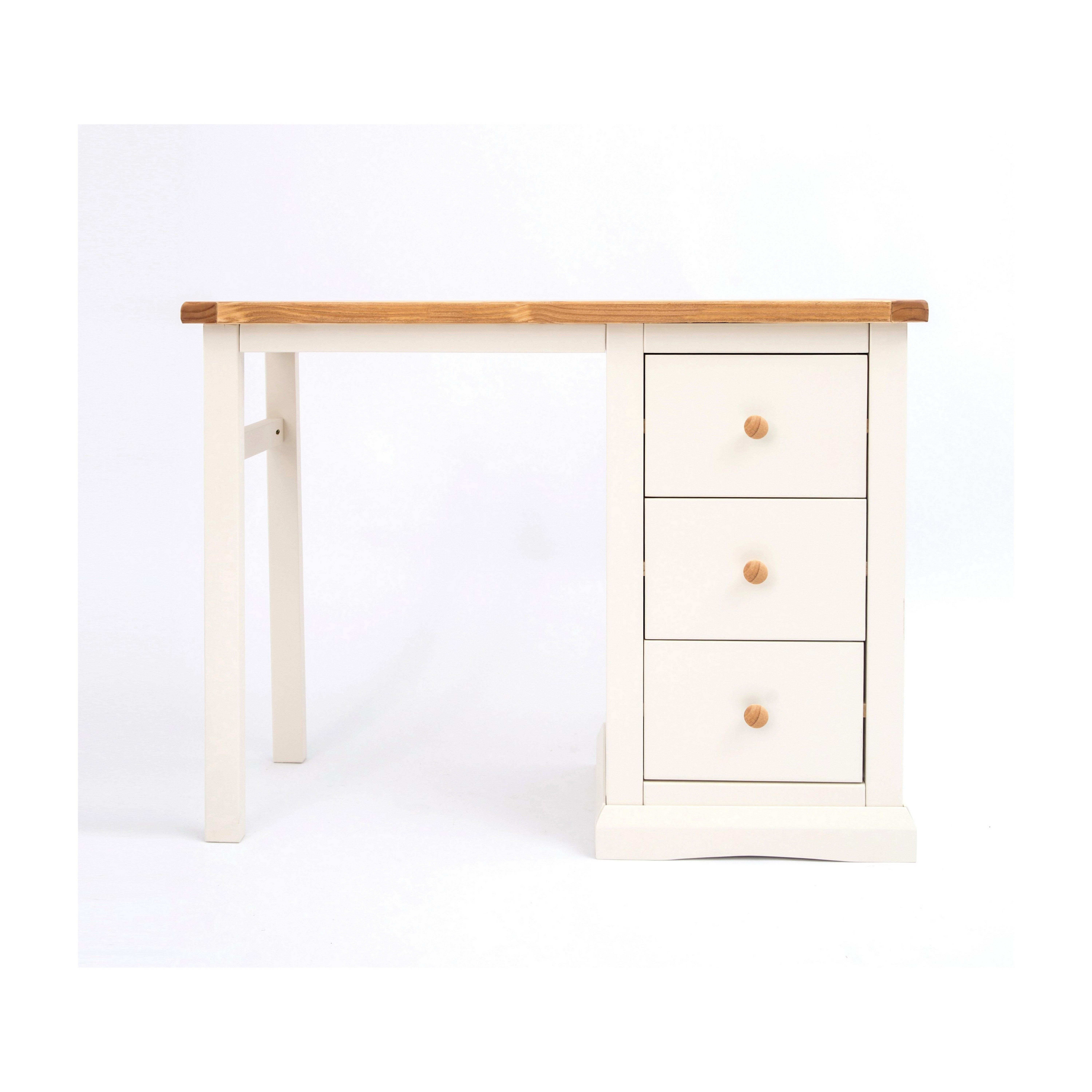 Cabinet Bits Castelli 3 Drawer Desk - Dressing Table Wood Knob in Off-White