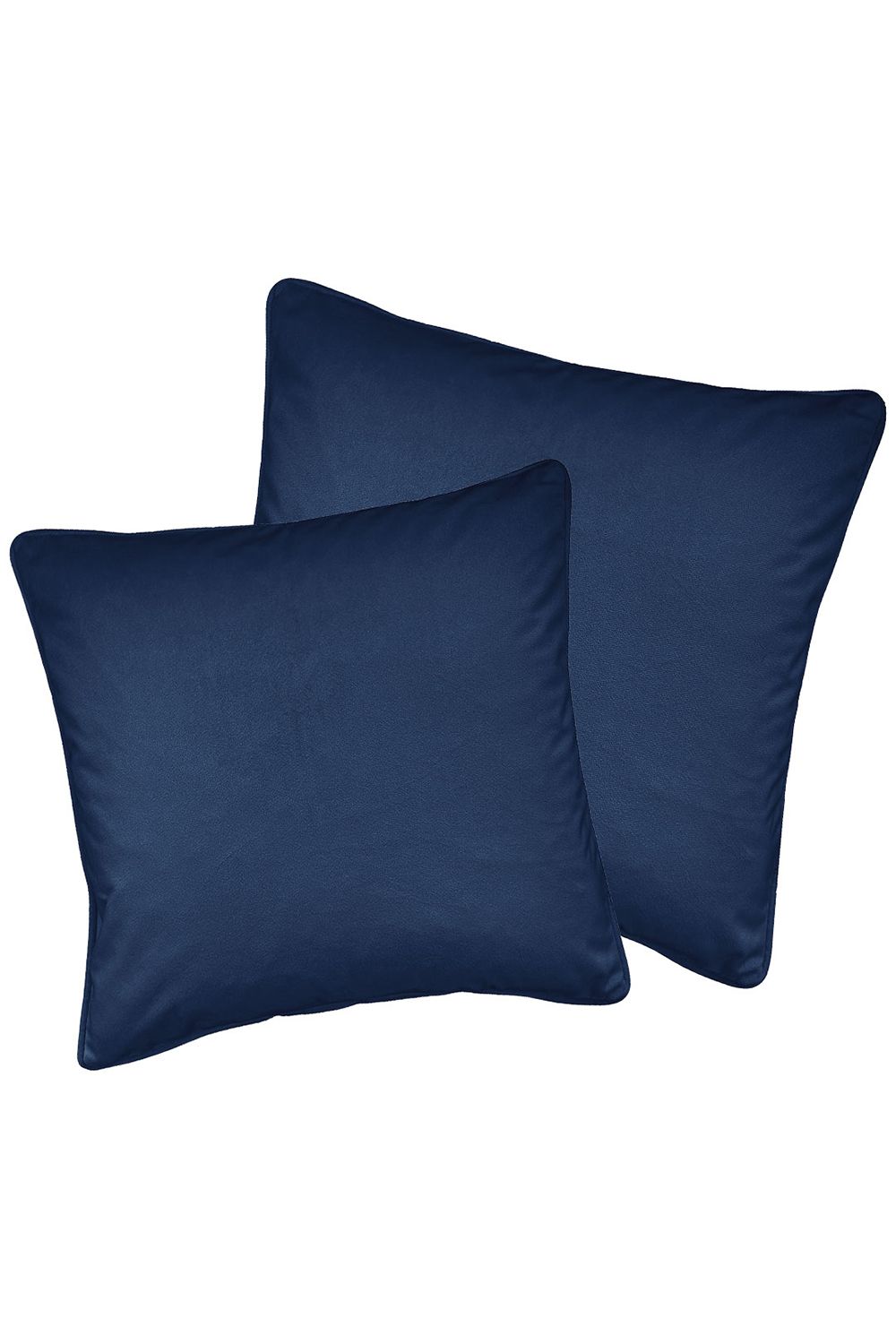 Enhanced Living Pair of Soft Velvet Double Sided Zip Opening Piped Edge Cushion Covers - Cases Only in Navy