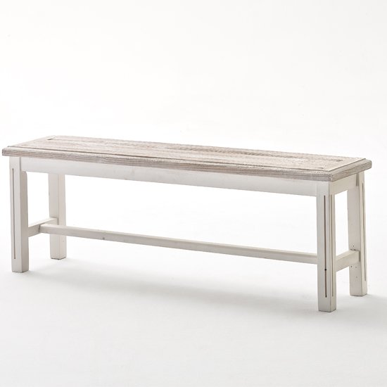 Opal Dining Bench In White Pine 2 Seater