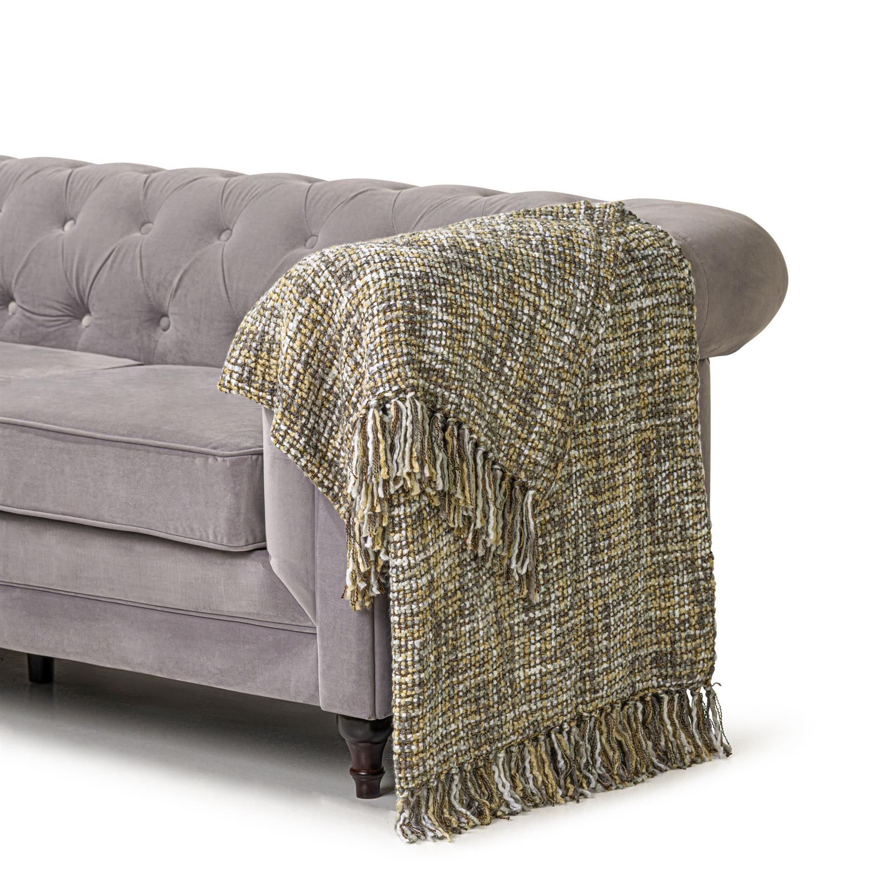 Luxury Living 100% Acrylic Throw - 160cm x 130cm - Grey/Multi in Grey