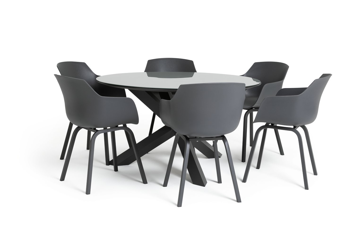 Habitat Aegaen 6 Seater Metal Patio Set - Grey