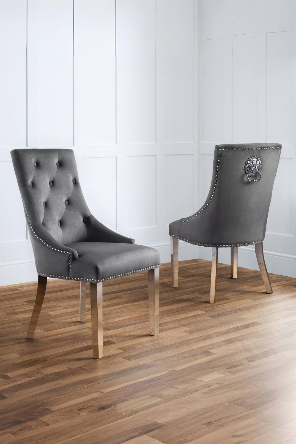 Julian Bowen Gladstone Buttoned Back Upholstered Dining Chair (Set of 2) in Grey