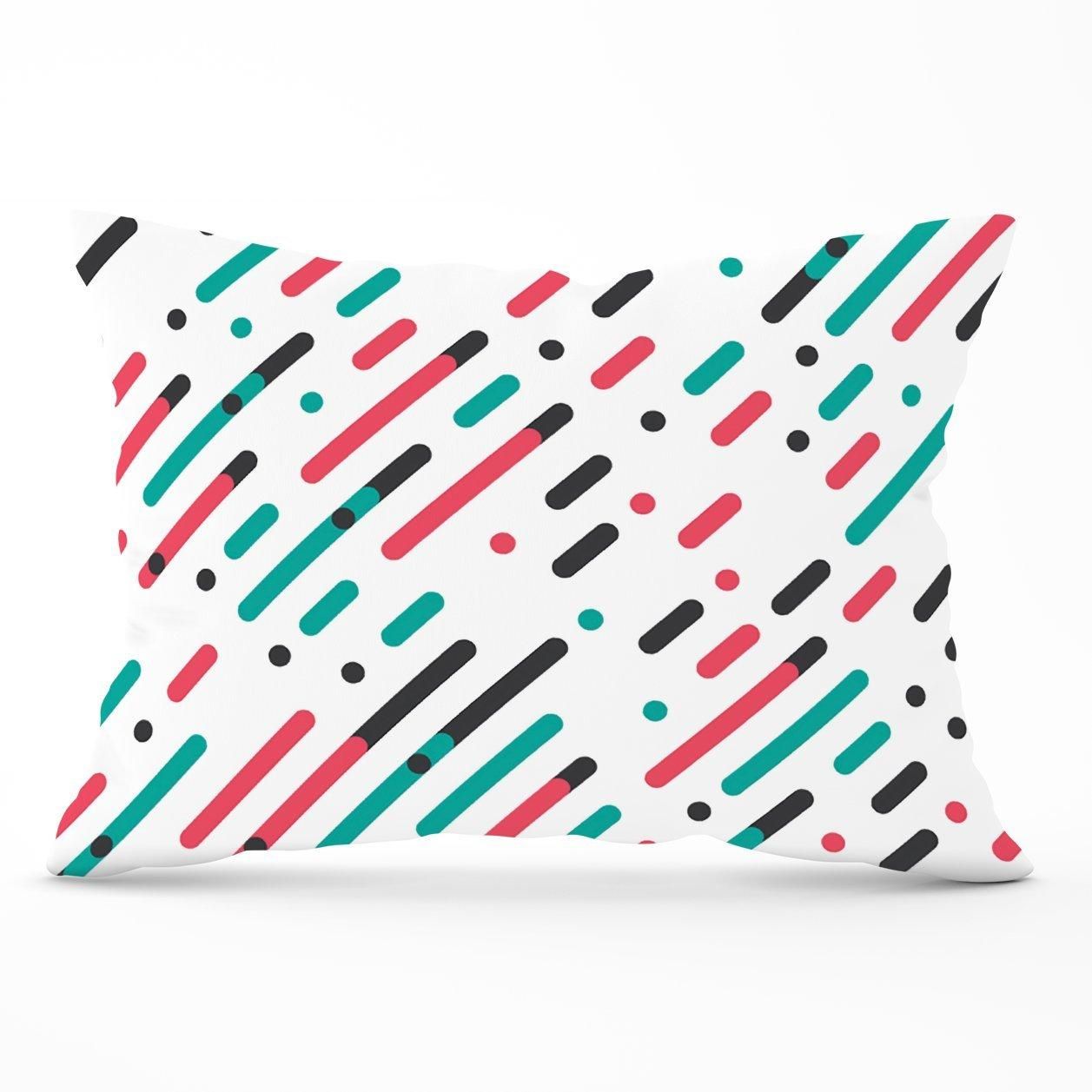 Warren Reed - Designer Overlapping Coloured Diagonal Lines Cushions in Green