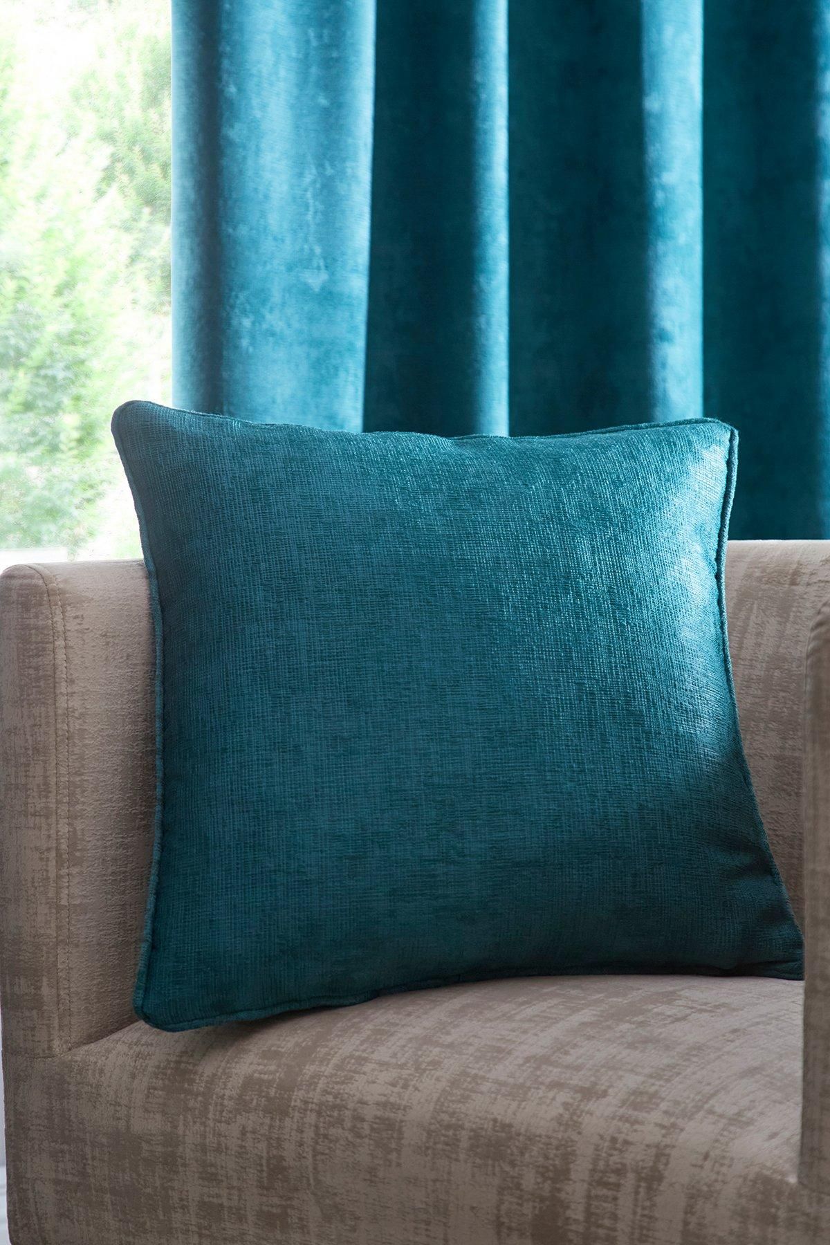 Fusion 'Strata' Luxe Velvet Filled Cushion in Dark Green