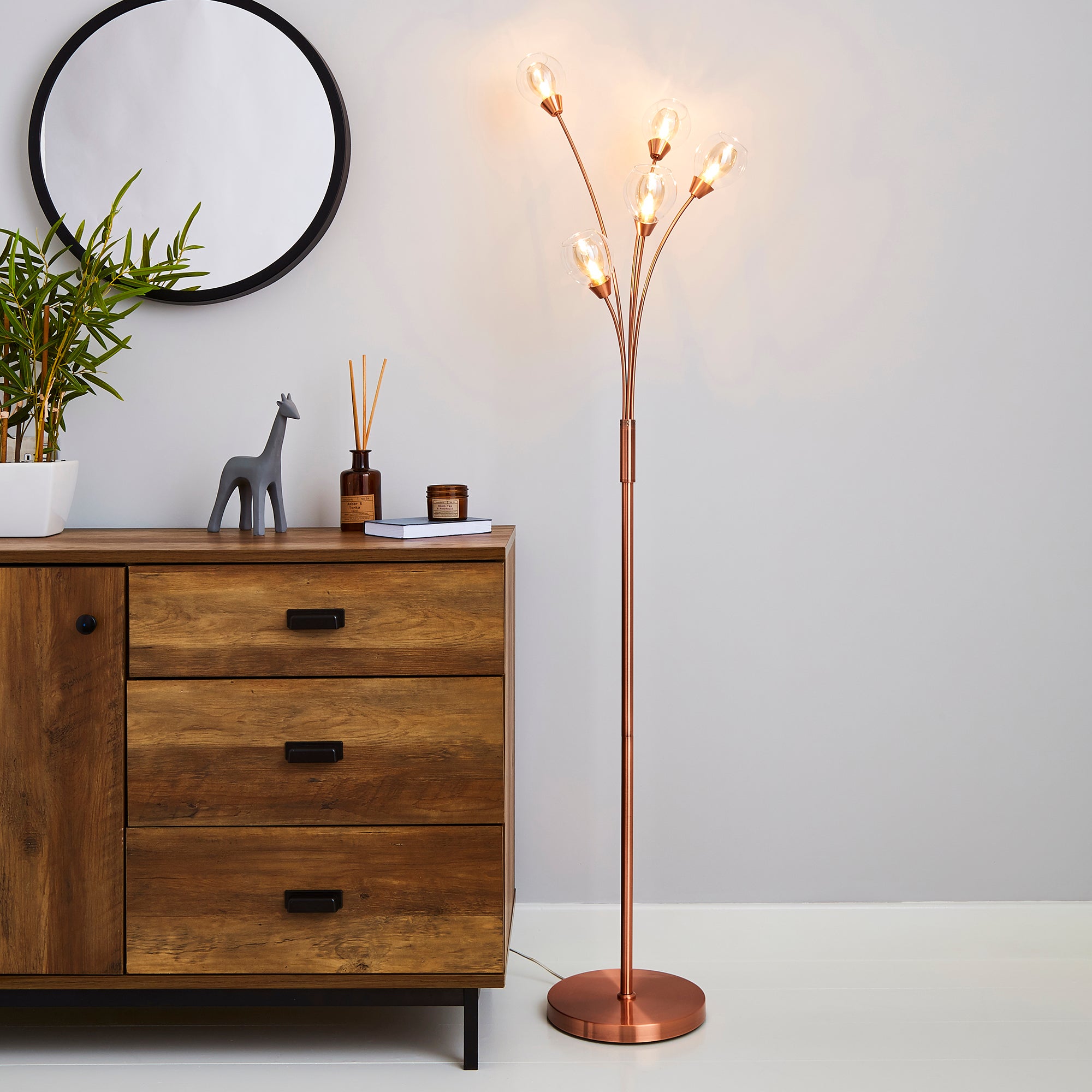Eden 5 Light Floor Lamp Copper Brown