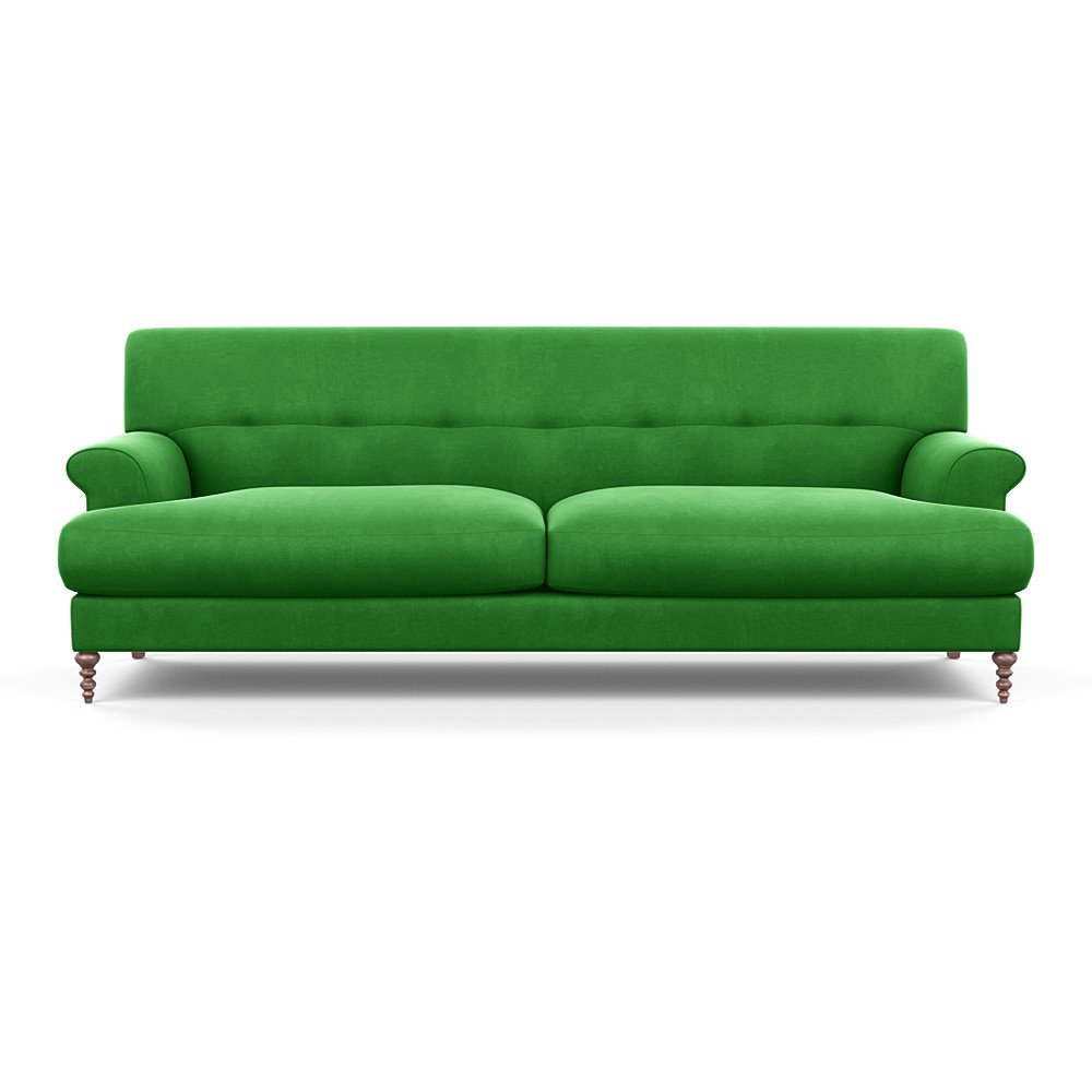 SCP Oscar 3 Seater Formal Sofa Varese Velvet Emerald Walnut Feet