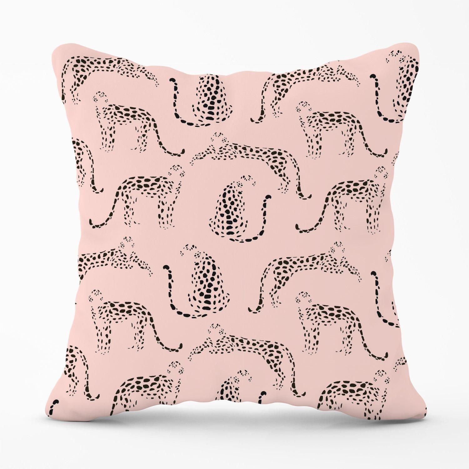 Warren Reed - Designer Abstract Leopard Pattern Outdoor Cushion in Pink