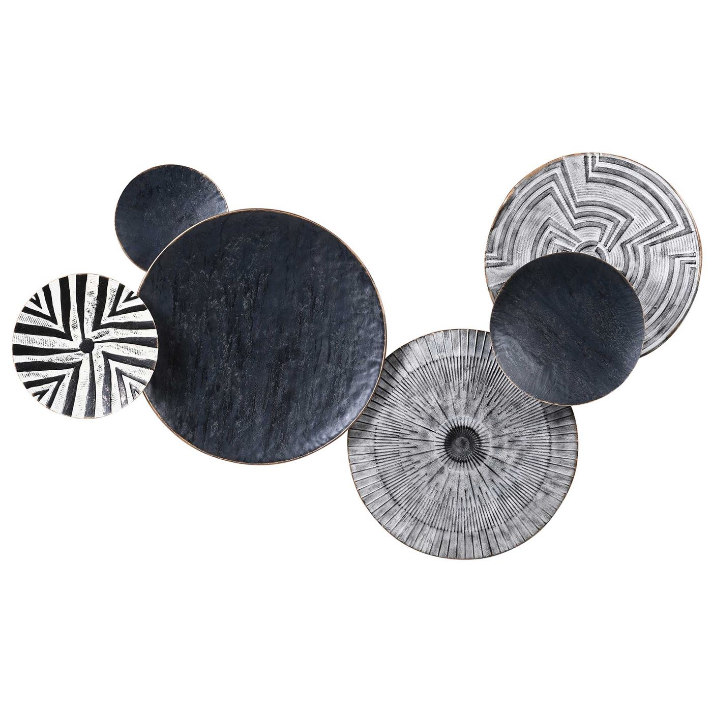 Decorative Circular Tribal Print Wall Art, Black and White