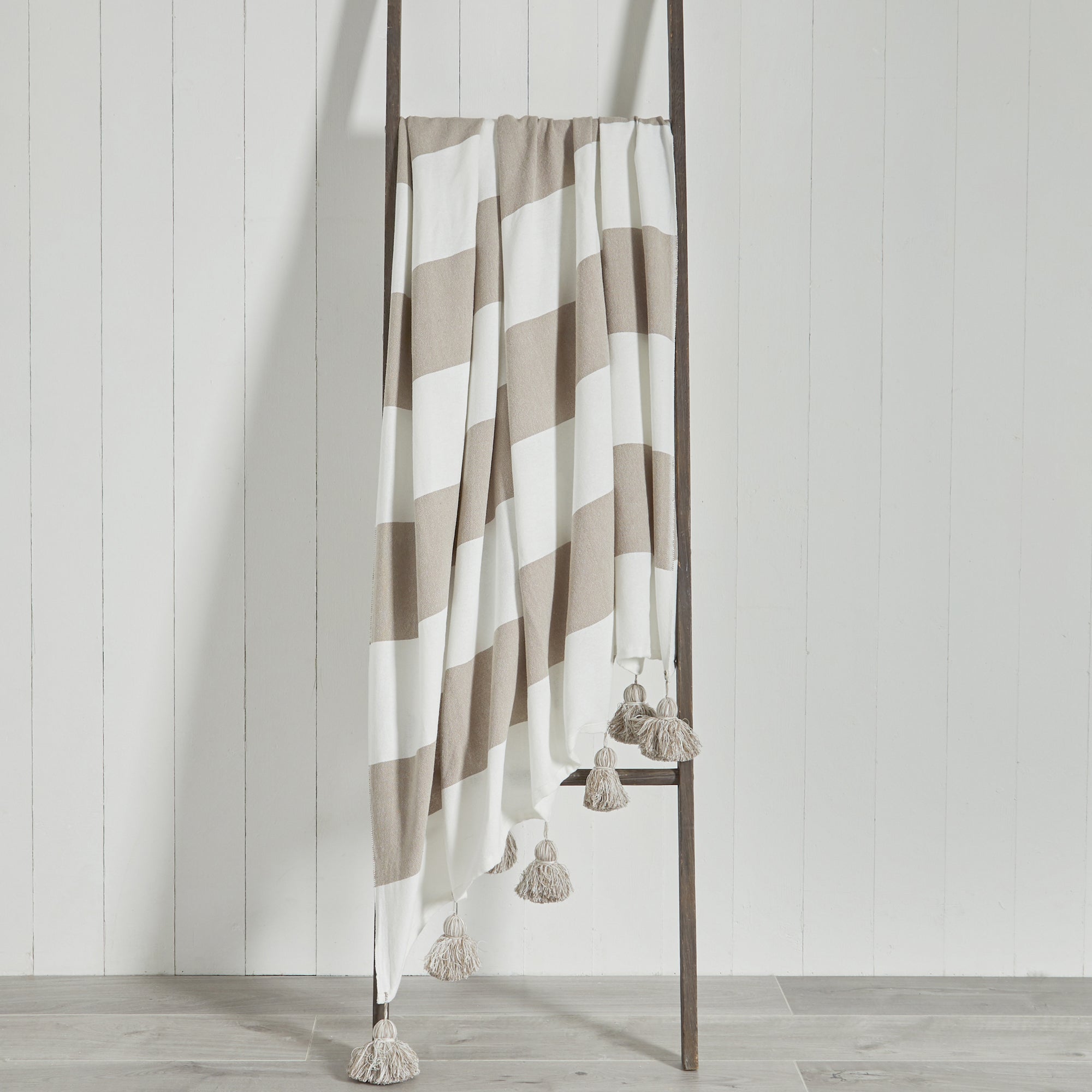 Lucas Stripe 150cm x 200cm Throw Brown and White
