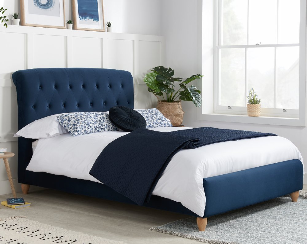 Brompton Midnight Blue Fabric Bed - 4ft Small Double