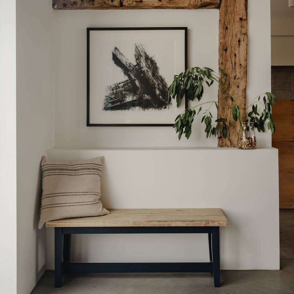 Statement Furniture Florence Solid Acacia Hardwood Dining Bench 120cm in Navy