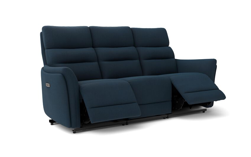 Blue Fabric Cleveley 3 Seater Power Recliner Sofa