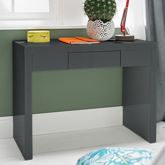 Puro Dressing Table In Charcoal High Gloss With 1 Drawer