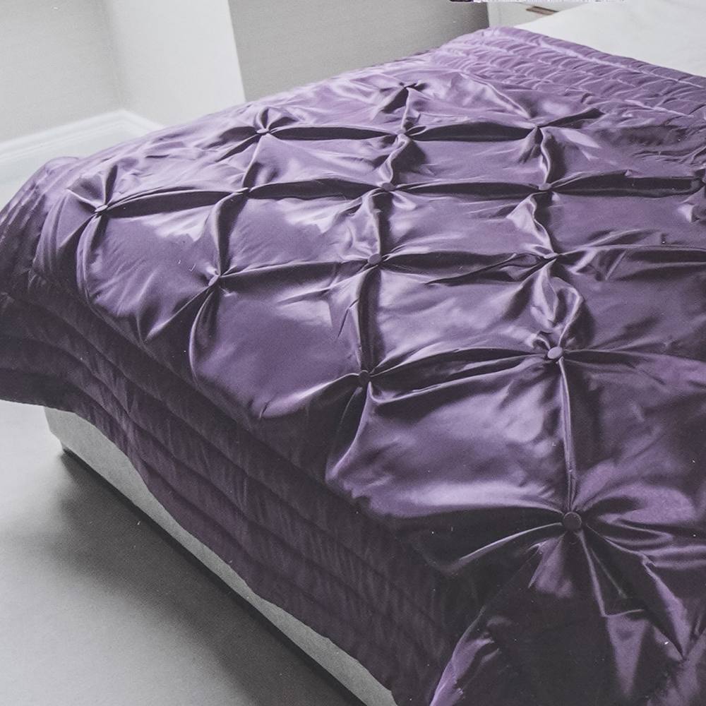 Voltico Buttoned Bedspread 140×200cm - Teal/Plum/Natural/Silver in Plum