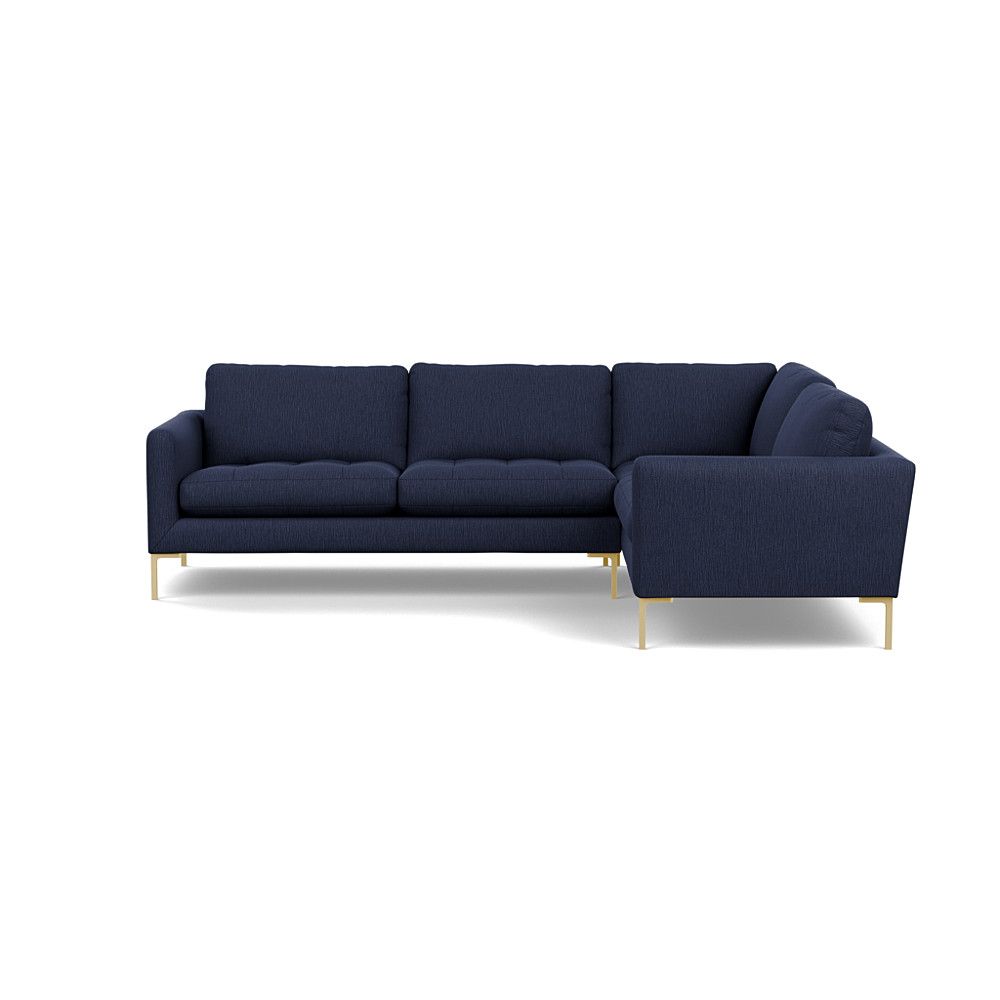 Heal's Eton Right Hand Facing Corner Sofa Smart Linen Mix Navy Brass Feet