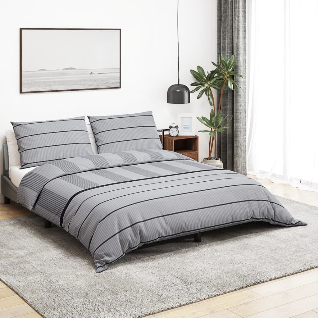 Berkfield Home Duvet Cover Set Grey 200x200 cm Cotton