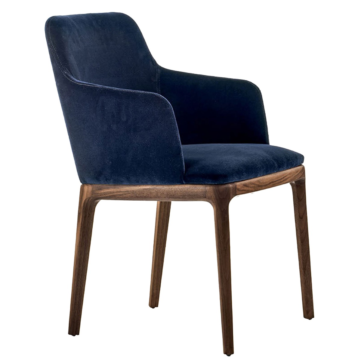 Riva 1920 Cloe Armchair, Walnut and Navy Harold Velvet