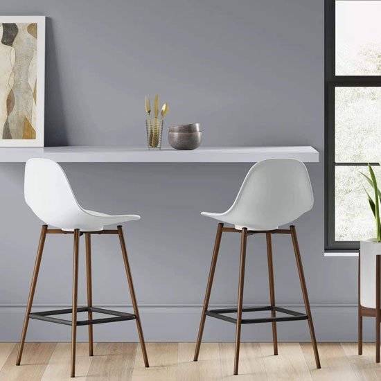 Copley White Plastic Counter Bar Stool In A Pair