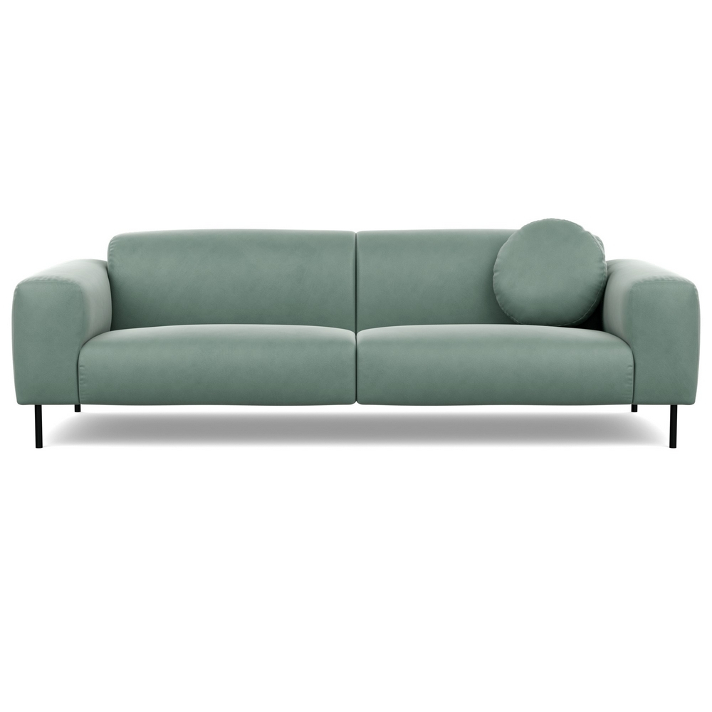 Heal's Luna 4 Seater Sofa Marylebone Velvet Mint Black Feet
