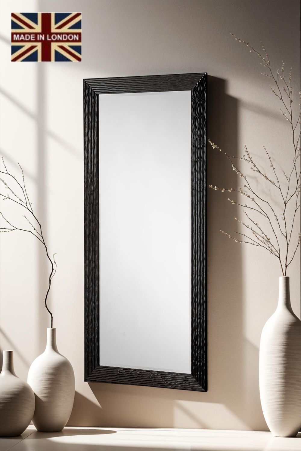 Yearn Mirrors Wave Gloss Black Full length mirror 168.5x77cm