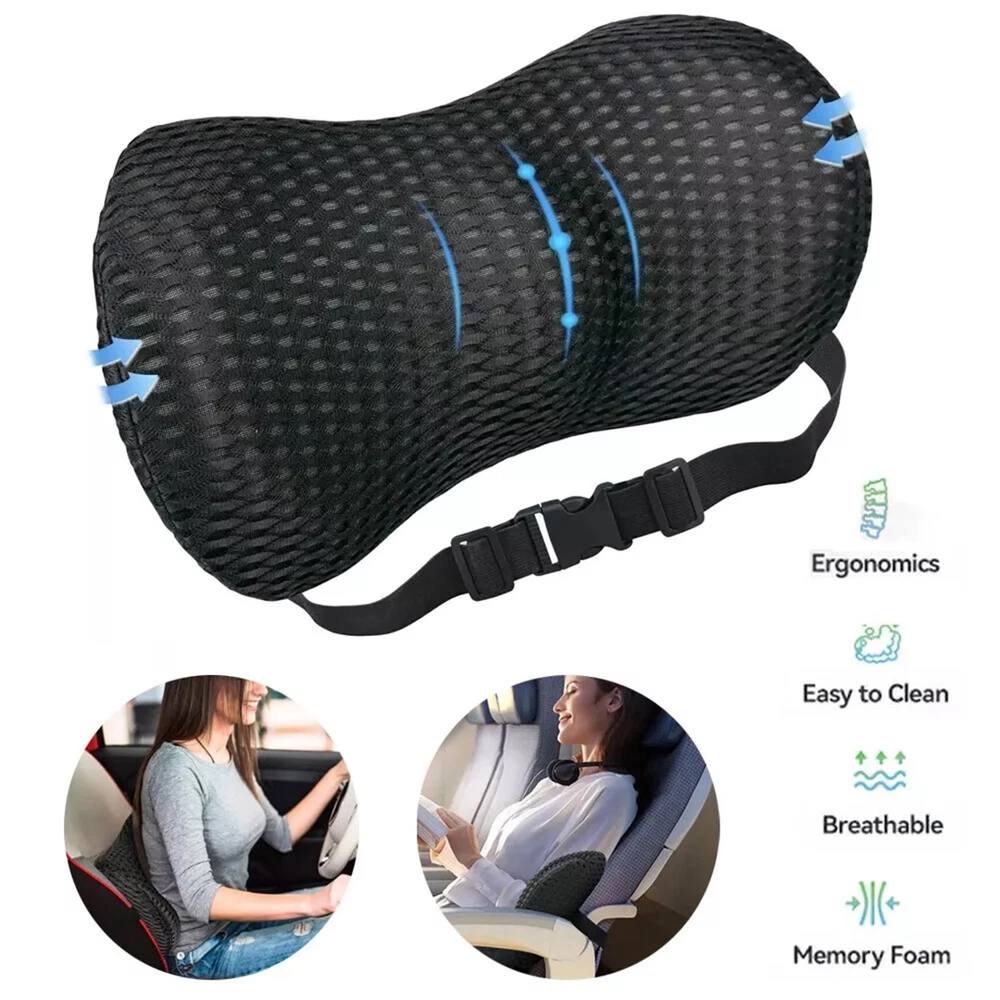Nordara Orthopedic Memory Foam Seat Cushion Lumbar Back Support Pillow in Black